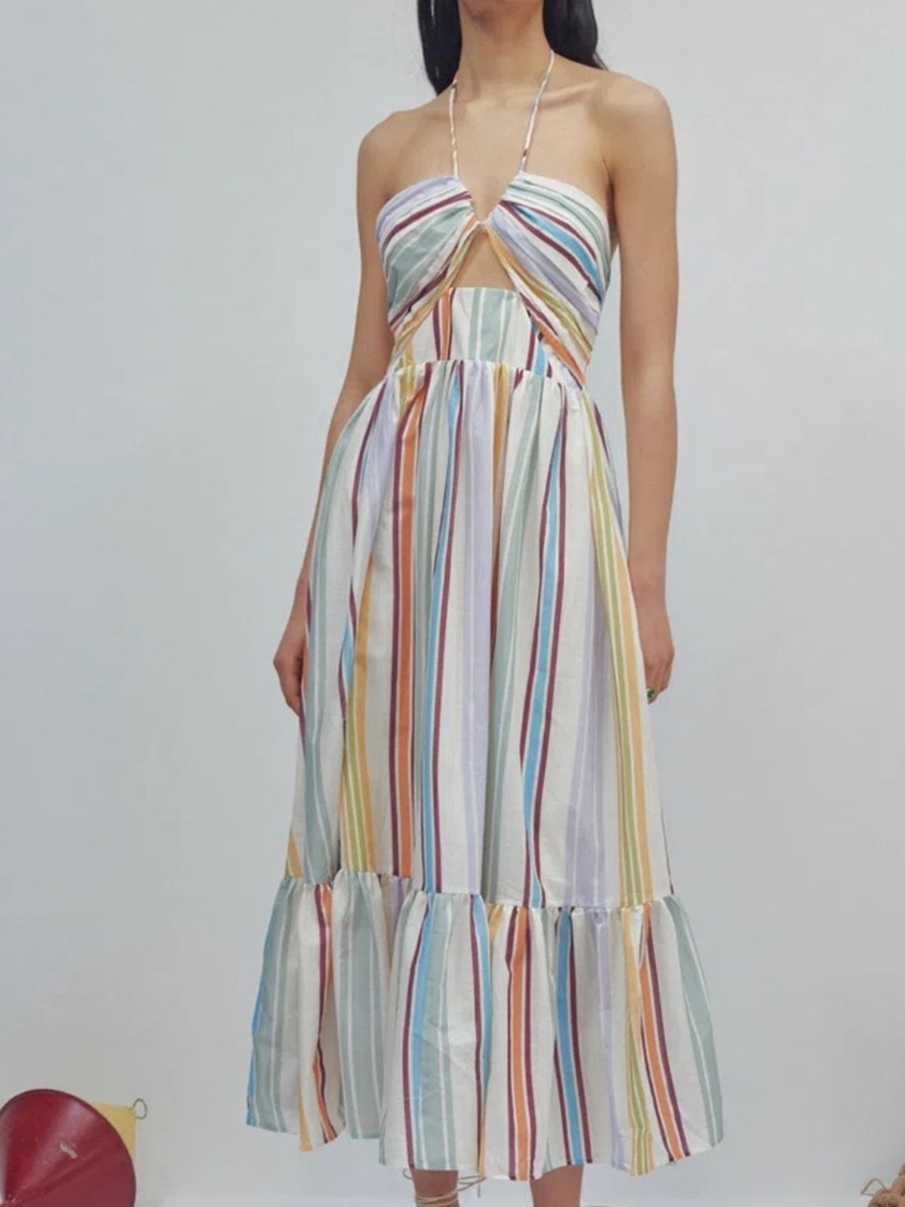 ALEMAIS Multi-Color Halter Midi Dress